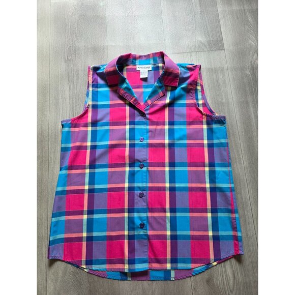 Alfred Dunner Womens Plaid Sleeveless Top & Drawstring Pants Set Size 12 - Picture 6 of 9